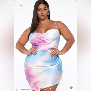 Pink & Blue Satin Dress 1x